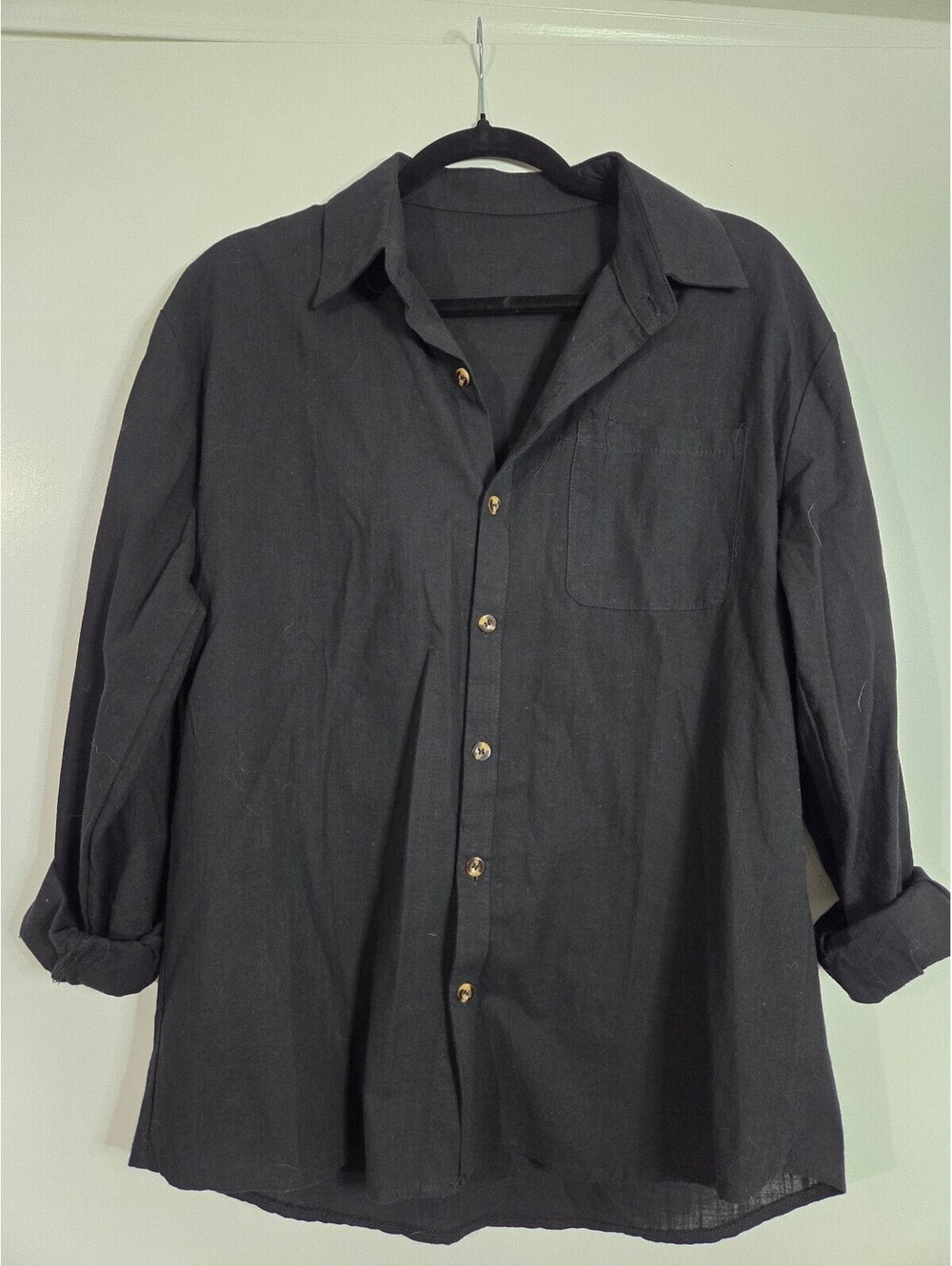Black Long Sleeve Cotton Shirt Size Large